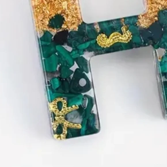 NEW! Resin Letter "H" Initial Keychain Purse  Charm w/ Seahorse & Gold Star - Picture 5 of 6